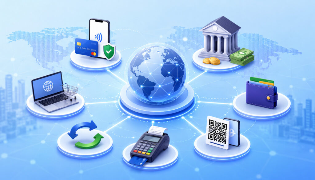 Connected payment networks illustration