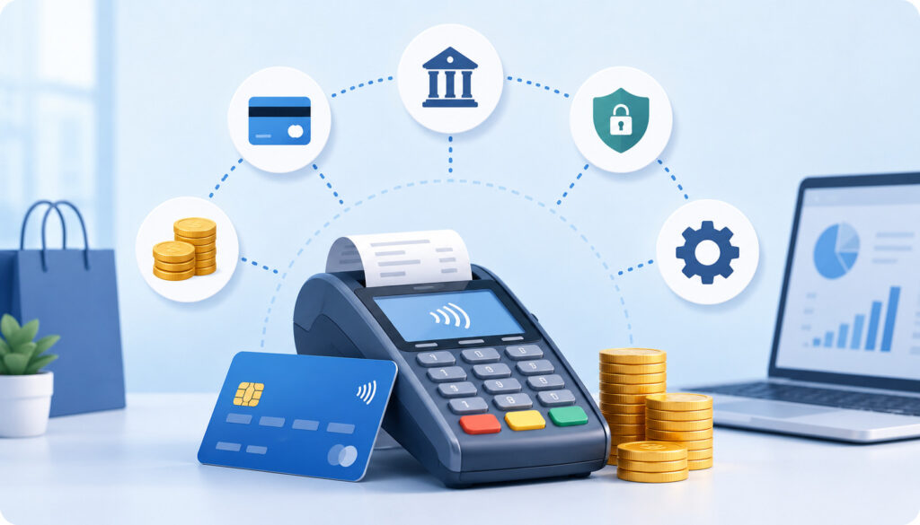 Merchant service costs and payment processing fees illustration